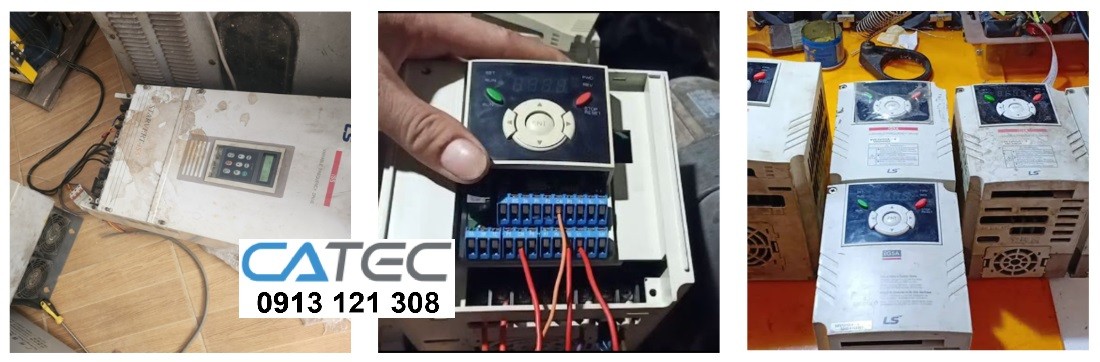Hình ảnh thực tế Kỹ Sư của Catec sửa biến tần hãng LS (sửa biến tần  hư Diode chỉnh lưu công suất, sửa biến tần LS hư IGBT, hư control board - hư power board, sửa chữa biến tần LS báo lỗi quá dòng-quá tải-nối đất...)