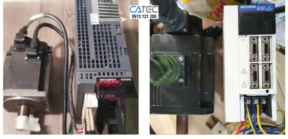Hình ảnh thực tế Kỹ Sư của Catec sửa AC servo hãng Mitsubishi (sửa bộ điều khiển Driver servo Mitsubishi  hư board mạch, hư IGBT, sửa động cơ servo Mitsubishi  hư encoder, hư bạc đạn, hư rotor...)
