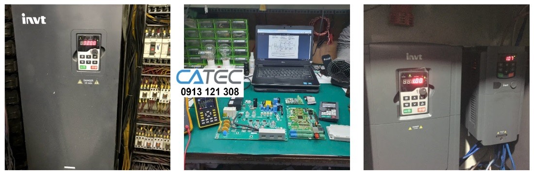Hình ảnh thực tế Kỹ Sư của Catec sửa biến tần hãng INVT (sửa biến tần INVT hư Diode chỉnh lưu công suất, sửa biến tần INVT hư IGBT, hư control board - hư power board, sửa chữa biến tần INVT báo lỗi quá dòng-quá tải-nối đất...)