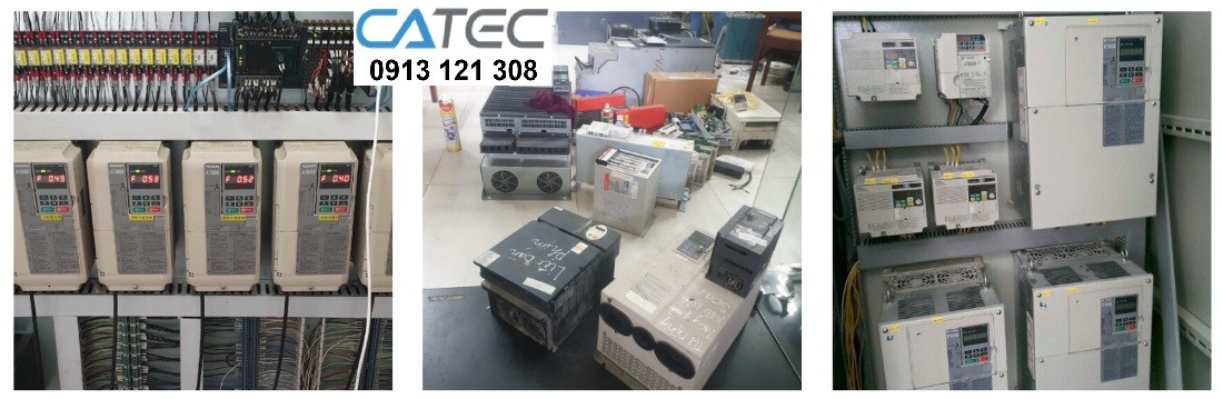 Hình ảnh thực tế Kỹ Sư của Catec sửa biến tần hãng Yaskawa (sửa biến tần Yaskawa hư Diode chỉnh lưu công suất, sửa biến tần Yaskawa hư IGBT, hư control board - hư power board, sửa chữa biến tần Yaskawa báo lỗi quá dòng-quá tải-nối đất...)